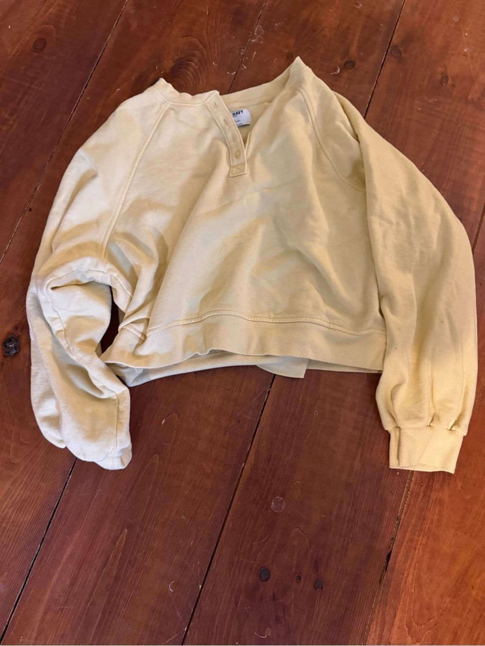 Old Navy Pale Yellow Henley Pullover Sweater